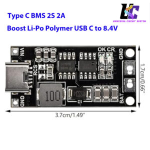 Type C BMS 2S 2A Step-Up Boost Li-Po Polymer Charger Module,
